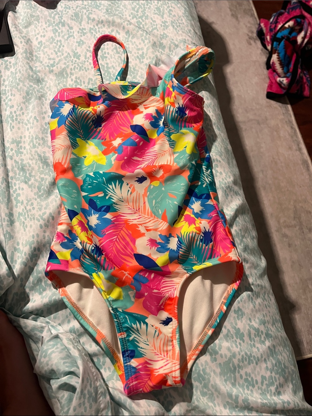 Bright Tropical One-Piece Swimsuit - Multicolor Floral